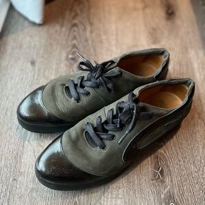 John Fluevog Green Oxfords with Leather Finish
